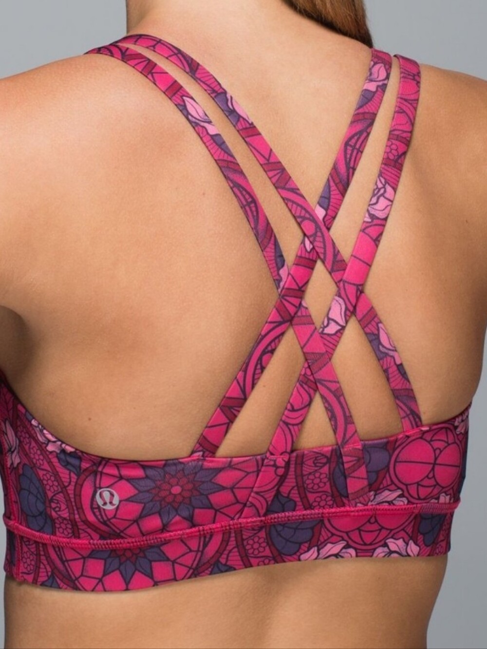 RARE ​EUC Lululemon Energy Bra In Prisma Multi Guava Lava Print 🌹❤️
